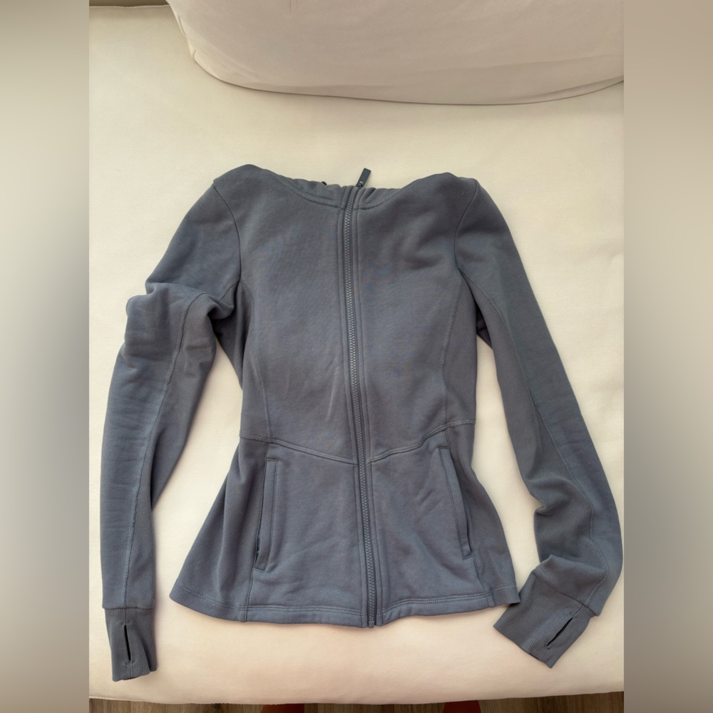 ALO Yoga Foundation Zip Hoodie in Steel Blue